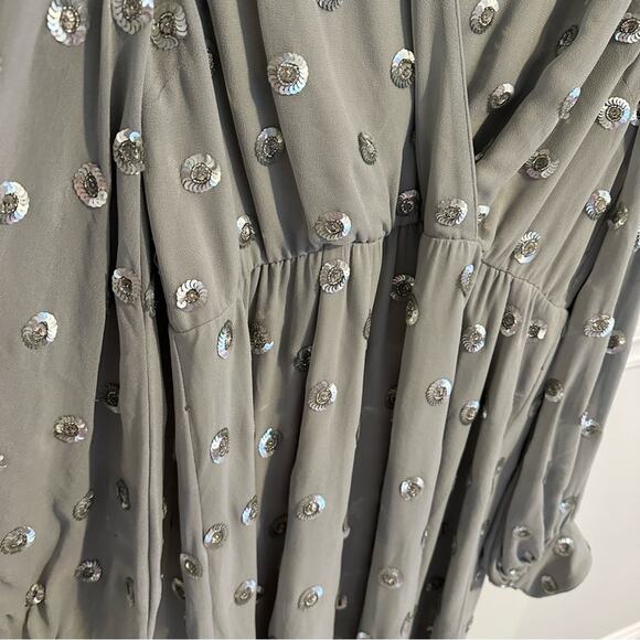 NWT REVOLVE Lovers + Friends Gray Sparkle Polka Dot Mini Dress Large - Picture 8 of 13